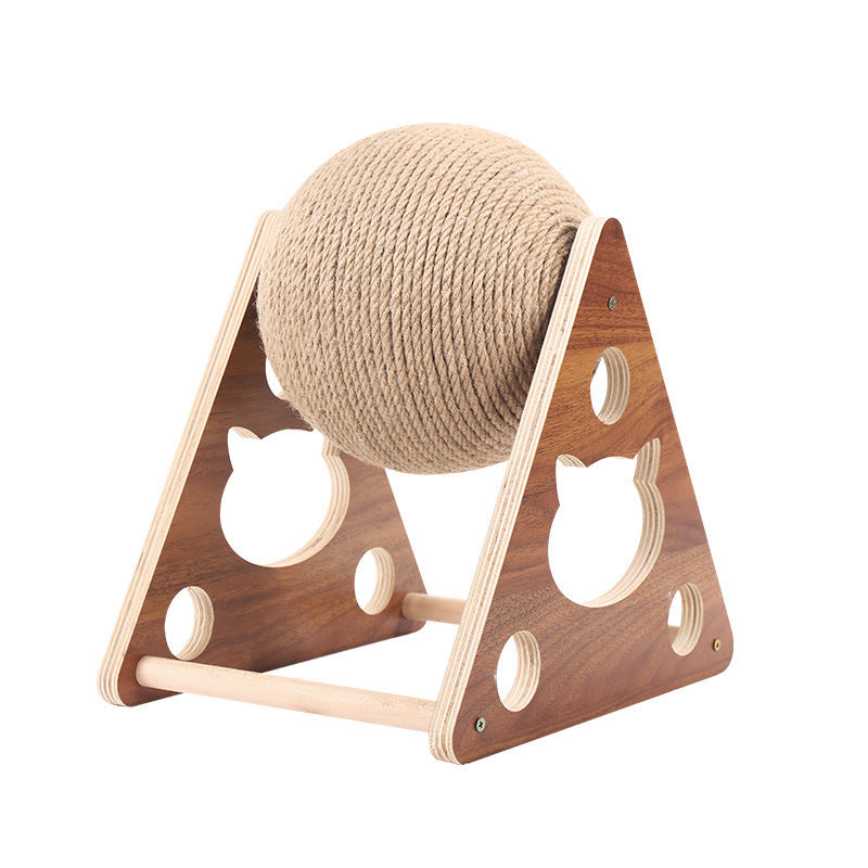 Cat Scratcher Sisal Rope Ball Cat Scratching Post Wood Stand Anti-Scratch Toy For Cats